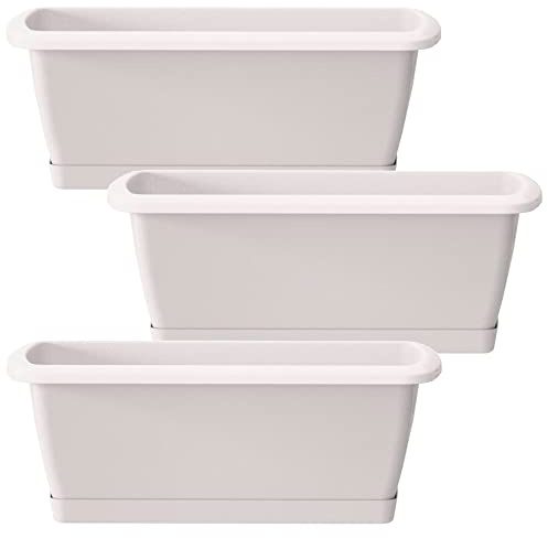 WELL HOME MOBILIARIO & DECORACIÓN 3X Jardinera Respana con Soporte de plastico en Color Blanco 78,6 (Largo) x 18,4 (Ancho) x 14,5 (Alto) cm
