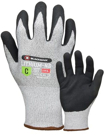 Blackrock Sandy Nitrile Lithium Cut Resistant Level C Gloves, for Men and Women, Wood Carving, Slash Knife Resistant, Safety Working Gloves, Grip - Size 9/Large