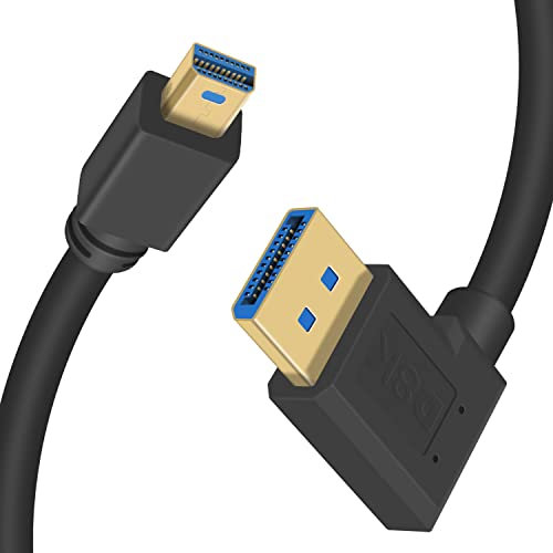 Duttek Câble adaptateur Mini Displayport vers Displayport, Mini DP to DP 8K@60 Hz, mini Displayport mâle vers Displayport mâle, câble adaptateur à angle droit, transmission bidirectionnelle(0,3 m)