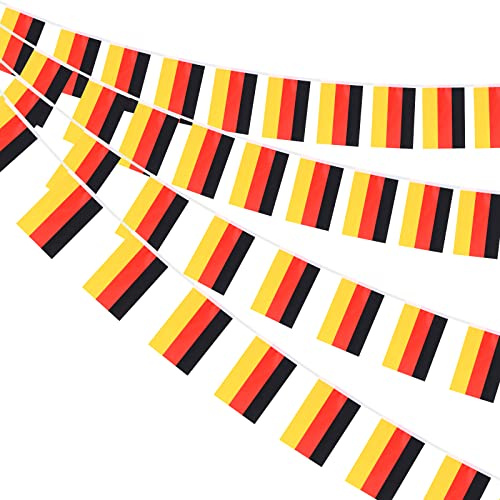 AhfuLife Deutschland Wimpelkette Flaggenkette für Deko WM 2026 Fußball, 30 Klein Deutsche Flaggen, Deutsche Girlande Banner für Euro Fußball WM Garten Bar Deko (1 Stück, 20 X 28cm - 12m)