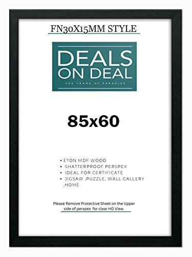 DEALS ON DEAL 85x60cm Picture Frame Solid MDF Wooden Jigsaw Puzzle Poster Frame, High-end Modern Style, Made High Definition Acrylic Front for Wall and Tabletop Photo Display [BLACK 85x60]