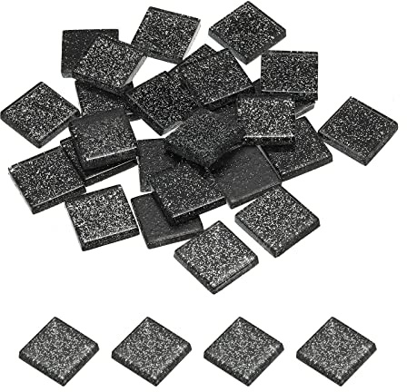 sourcing map Mosaikfliesen, Glasfliesen, Glanz-Kristall-Mosaik-Glasstücke, Großpackung, quadratisch, Glitzer, Kristall-Mosaikfliesen, 2 x 2 cm, für Heimdekoration, Bastelarbeiten, 25 Stück (100 g,