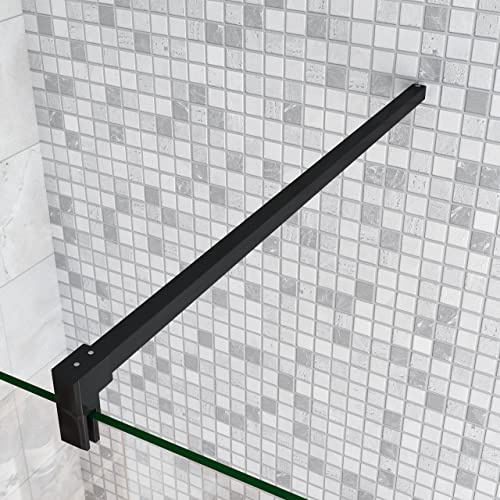 Barra Tagliabile per Rinforzare Vetro Box Doccia 90cm per il vetro 6-10mm | Nero Opaco,Barra Stabilizzatrice Tagliabile