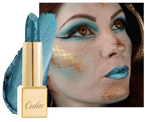OULAC Pintalabios Verde Brillo Metálico, Brillo 3D de Larga Duración, Barras de Labios de Alta Pigmentación y Cobertura Total, Fórmula Cremosa e Hidratante, Vegan, 4.3 g, (20) Turquoise