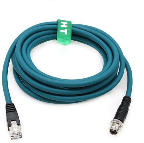 HangTon Cable de red Ethernet M12 GigE de 8 pines X-Code RJ45 CAT7e para sensor de cámara industrial Cognex 30 m
