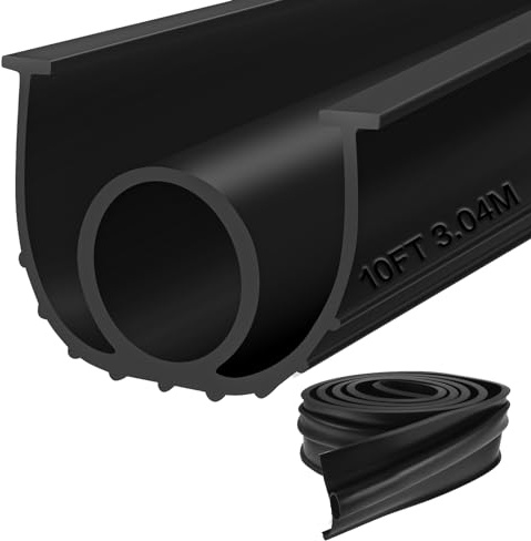 Garage Door Bottom Seal Strip Rubber Garage Door Weather Seal Strip 10FT U+O Ring for Keeping Clean &Dry