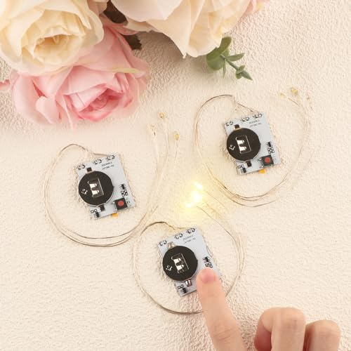 OTCRAFT Kreative einfache Halo-Lichter und einfache Lichter für selbstgemachte Weihnachtskarten, Scrapbooking, Dekoration, selbstklebende Leuchteinheiten mit warmweißen LEDs (ohne Batterie), 3 Stück