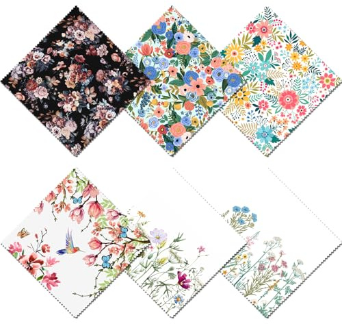 BHAHB 6 PCS Glasses Cleaning Cloth Lens Eyeglasses Microfiber Cute Aesthetic Cloth for Unisex Women Girls Reusable Phone Screens Camera Multi-Patterns(6.3x6.3) (B3-Flowers)