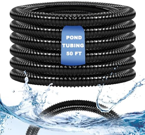 Frienda Teichrohr, knickfrei, PVC-Rohr, Wasser-Gartenablauf, langer gewellter, flexibler Schlauch für Gartenteiche, Springbrunnen, Aquarien (2,5 cm Durchmesser x 15,2 m)