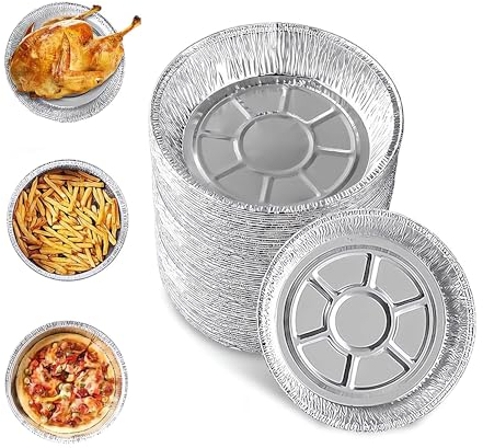 Jsleid 50 Pièces Récipients Ronds En Aluminium 7 Pouces, Moules à Tarte Ronds, Bols En Aluminium Pour La Cuisson à Vapeur et Le Stockage