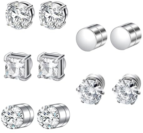 DMNQ 5 Pares Pendientes Iman Hombre - Pendientes Magneticos de Iman - 6 Mm