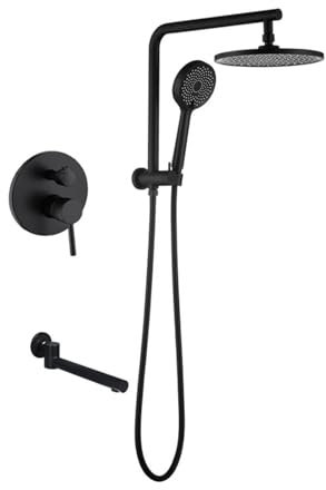 Set doccia a pioggia a parete a scomparsa interamente in rame nero, rubinetto da incasso quadrato con scatola da incasso calda e fredda AL2205 (Size : 3 round black hot melt)