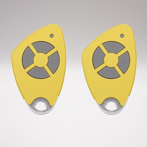 INTRATONE - Télécommande 2 ou 4 canaux pour portails et garage - Programmation uniquement par syndic ! - Badge RFID - Compatible Récepteurs HF + 1 Porte-clés DOMOBIP (4 CANAUX JAUNE - Lot de 2)