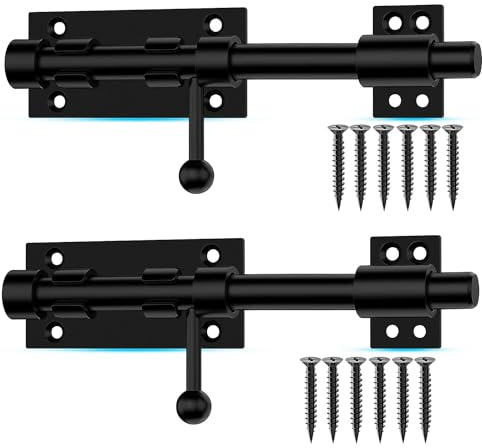 Schiebebolzen-Torverriegelung, 19,8 cm schwere solide Edelstahl-Bolzenverriegelungen, für Zaun, Hoftüren, Garagen, Schlafzimmer, Schränke und Fenster (2er-Pack, Schwarz)