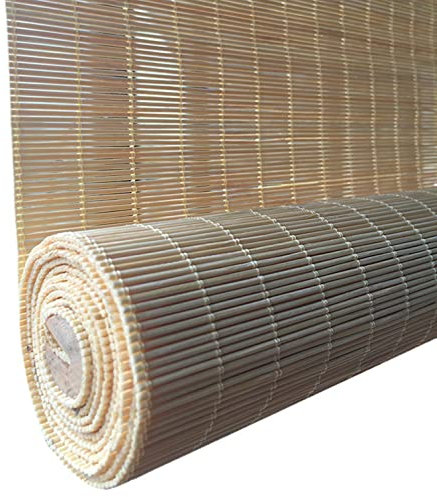 Rollo aus natürlichem Bambus, römischer Sonnenschutz, Sonnenschutz, Bambus-Rollos, lichtfilternde Rollos, Vorhangdekoration für draußen/Terrasse/Tür, anpassbar (B 115 x 220 cm/45 x 87 Zoll)