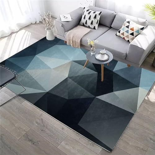 RUGMRZ Wohnzimmer Teppich Weich Fleckerlteppich Grau-Blauer Schlafzimmerteppich mit geometrischem Design ist leicht zu reinigen und waschbar Flur 50X80CM