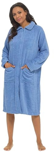 kraftd Zip Up Dressing Gown Terry Towelling Bath Robes for Women 100% Cotton Bathrobe (Lilac, 22/24)