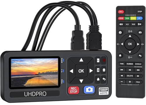 STMKB Caja De Captura De Video HD, Convertidor De Video a Digital 1080P 60FPS con Pantalla De 3 Pulgadas, Transcripción De Audio Y Video, Entrada 4K /CVBS/VGA/YPBPR