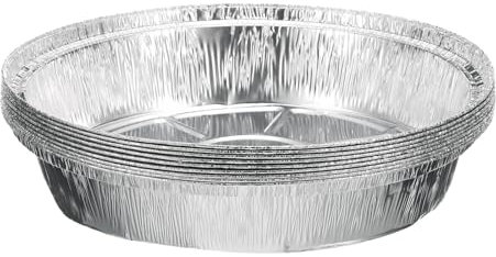 sourcing map 10pcs Aluminum Foil Pie Pans 8.46 Round Disposable Non-Stick Baking Pans for Pies Quiches Tarts Baking Cooking Reheating Parties, Silver
