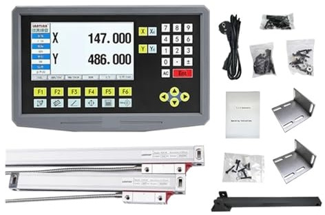 Bilancia lineare digitale accurata Display LCD DRO digitale a 2 assi, 9 lingue e 2 pezzi, righello con reticolo di encoder lineare da 50-800 mm per Fresatrici Torni,Accessori di Montaggio