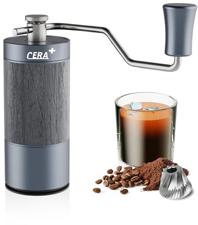 Molinillo manual de granos de café, pequeño molinillo de café profesional, Con 90 configuraciones ajustables, molinillo de 10 estrellas mejorado para prensa francesa, vertido