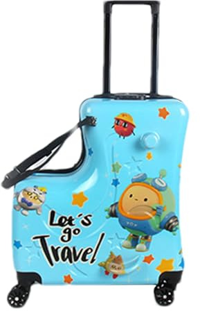 LearnLyrics Mitfahr-Reisekoffer Für Kinder, Handgepäck Für Kinder,Rollgepäck Mit Rollen - Kinderfahrt Auf Trolley-Gepäck, Kinderfahrt Auf Koffer, Kinderwagen-Spinnergepäck Für Kindertag, Festival