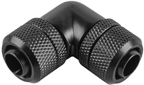 Sarini Raccordo per Raffreddamento ad Acqua Nero PC Raccordo a Due tocchi per Raffreddamento ad Acqua Filettatura 90 Gradi Tubo connettore a Gomito per sistemi di Raffreddamento ad Acqua