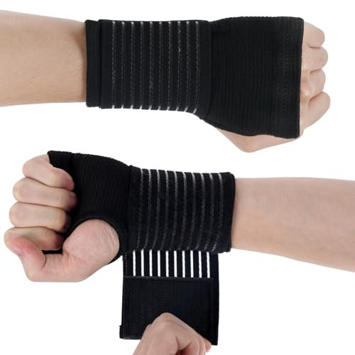 AOOWU Respirant Attelle de Poignet, 1 paire Attelle Poignet Pour l'Arthrite, Orthèse élastique de Poignet pour Douleurs Articulaires, Attelle de Poignet Avancé pour Tendinite, Canal Carpien et Entorse