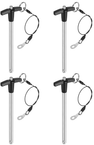 QUARKZMAN 4 Piezas de Pasadores de Bloqueo en Forma de T, Longitud de Uso de 8 mm x 100 mm de Acero Inoxidable Pasador de Liberación Rápida con Botón Pulsador