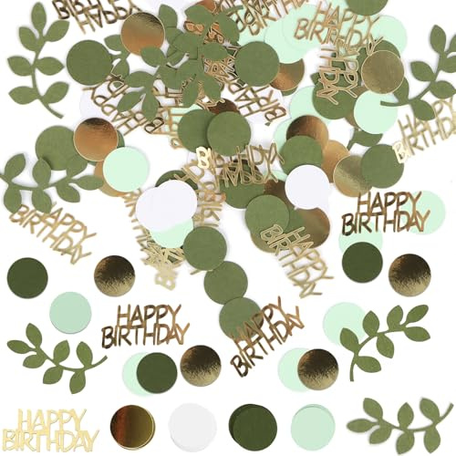 MaiLence Konfetti Geburtstag Tischdeko 200 Stück, Happy Birthday Konfetti Grün Gold Glitzer Streudeko Tischdeko Geburtstag Grün Gold Happy Birthday Deko