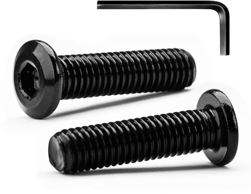 M8 x 30mm 20Pcs Tête Plate Vis D'assemblage à Six Pans Creux, Vis à Tête Plate, Acier Inoxydable A2 V2A, Boulons de Meubles, Filetage Complet, Oxyde Noir (Avec Clé Hexagonale)