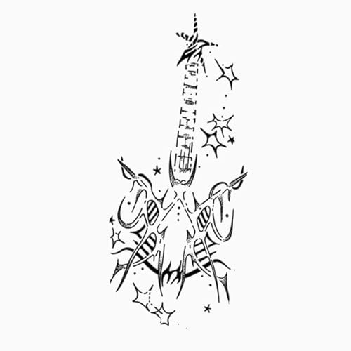 Temporary Tattoos Stickers Fake Tattoos 2Pcs Rock Men And Women Arm Leg Electric Guitar Herbal Juice Semi-Permanent Lasting 2 Weeks