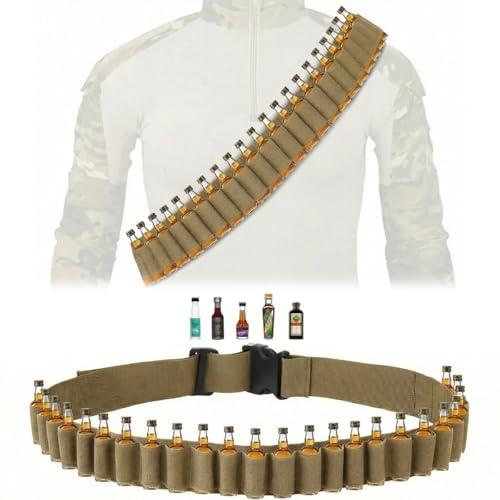 MUCHER Berentzen Klopfer Gürtel Halter 130cm 27 Loch Schnapsgürtel, Kostüm für Jägermeister, Shot Schnaps mini Alkohol Kette, Klopfergürtel Zapfanlage Für Karneval, Junggesellenabschied, Partygeschenk