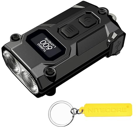 NiTecore Tini 3 Temperaturas de color múltiples inteligentes 600 Lumen Luz de llave Etiqueta EDC recargable Etiqueta (negro)