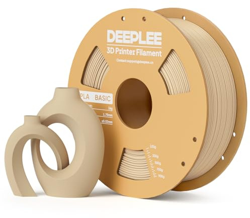 DEEPLEE Basic PLA Filament 1.75mm, Stärkere Zähigkeit 3D Drucker Filament, Beige 1KG