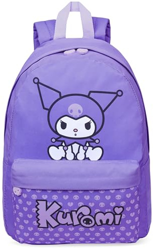 Hello Kitty Sanrio Zaino Bambina con Tasca Frontale Cerniera Kawaii Kuromi Zaini Scuola Viaggio Anime Regalo Ragazza (Viola Kuromi)