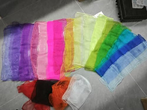 BLISSIQUEE 20 Stück Jongliertücher 60x60CM Chiffontücher Sensory Play Bunte Tücher für Aktivitäten Kindershow Tanzen, Jonglieren und Sensorisches Zubehör Dekoration