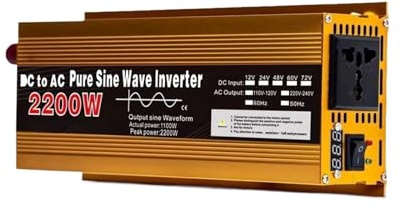 Inversor Corriente Transformador Onda Sinusoidal Pura 12 V A 220 V 1600 W 2200 W 3000 W Convertidor Enchufe Multifunción Inversor Coche para Camping Transformador(12V 50HZ 2200W)