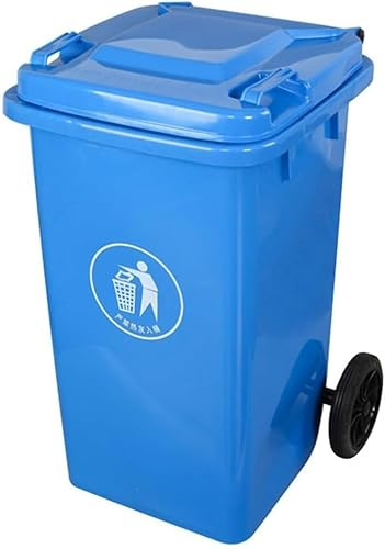 Contenedor Basura Grande Ruedas Residencial Resistente Ruedas Sólidas Tapa For Porche Patio Terraza(Blue,100L)