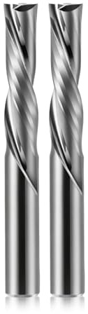 2 Flute Downcut Bit, 6mm Shank 25mm Cutting Length Down Cut Spiral CNC Router Bits End Mill Tungsten Carbide Milling Cutter Set For Wood (6x25mm,2 Pack)