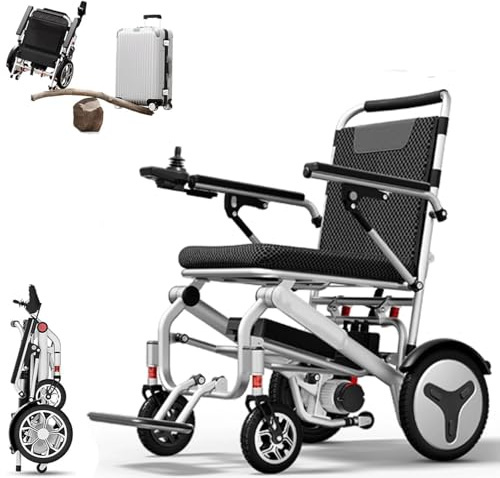 Silla de ruedas plegable eléctrica ultraligera, compacta y apta para aerolíneas, 15 kg, batería de litio de 6,6 A/12 A/20 A/30 A, soporta hasta 150 kg, ideal para viajes y uso diario,