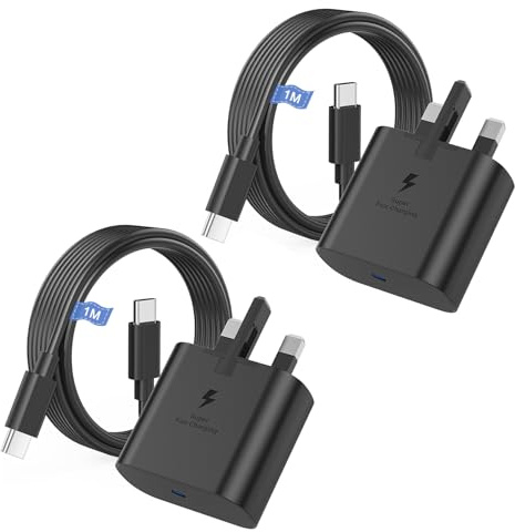 Samsung Fast Charge, 2Pack Samsung USB C Charger Plug and Cable 1M USBC to Type C Charging Lead for Galaxy S26 S25 S24 S23 S22 S21 S20 A17 A16 A22 A23 A24 A25 A26 A32 A33 A34 A35 A36 A53 A54 A55 A56