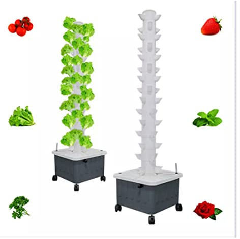 Tower Garden, Indoor Garden Hydroponic Tower Growing System 15 Layer 45 Plants Sites Vertikaler Hydroponikturm mit Pumpe und beweglichem Wassertank für Gartenliebhaber