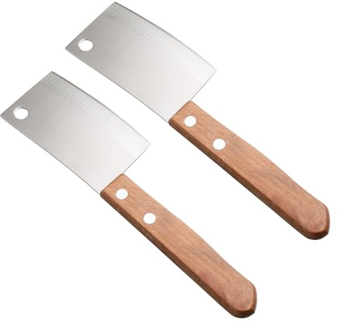 CLISPEED Mini Couteaux à Beurre Fromage En Acier Inoxydable Manche En Bois, Lot De 2, Outils Pour Trancher Le Fromage En Bloc, Pour Pain, Pâtisseries Et Usage Culinaire