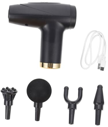 SEWOART Masseur Musculaire Portable à Percussion Noir Abs Intelligent Écran Lcd 6 Niveaux 4 Têtes Massage Tissus Profonds Maison Dos Jambes Détente Sport