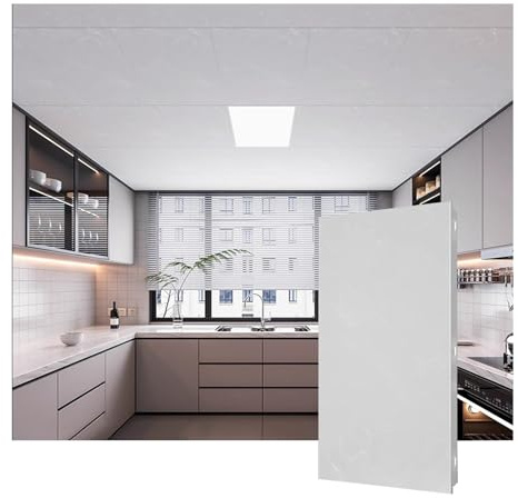 YJEUZCD Aluminium Acoustique Panneaux, Intérieur Maison Maison Lisse Plafond Carrelage, Maison Salle Jeu Bureau Cuisine Décorer Couverture Feuille Planches(Gray-G,5pcs-30x60cm)