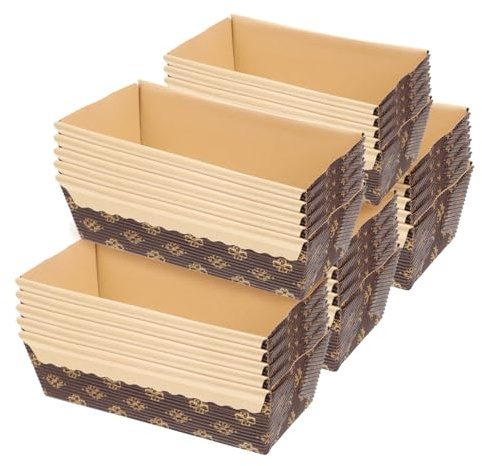 WEKADRIN 25 Stück Teiliges Rechteckige Papier backformen aus Hochwertigem Hitzebeständigem Papier Einweg kuchenformen für Brot Kuchen und Muffins Stapelbar für Zuhause Bäckerei und