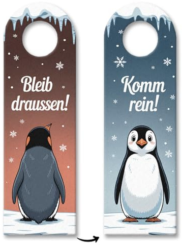 Pinguine Bleib draussen! Komm rein! Türhänger für Pinguinliebhaber lustiger Türanhänger mit Spruch
