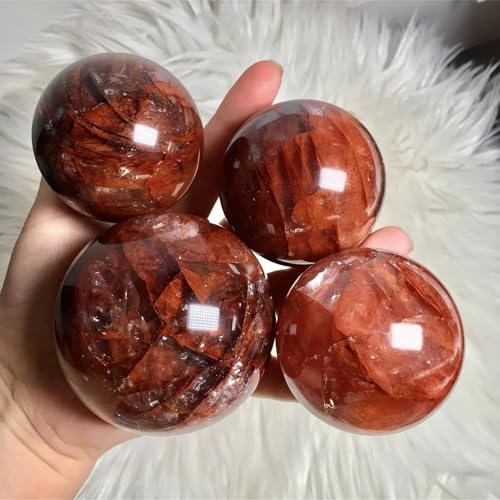1pc 70-75mm Boule de Pierre Feu Ornement Sphère Cristal Quartz Décor Gemstone Stone