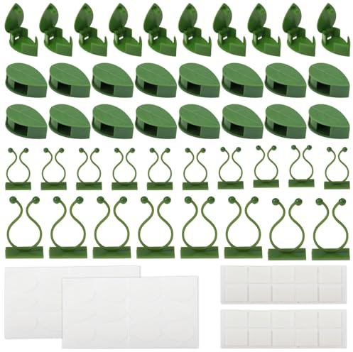 DBALL 120 Stück Pflanzenclips Wand Selbstklebende Wandhalterungen 80 Blattförmige Efeutute Rankhilfe 40 Befestigungsclips Geeignet für Gartenarbeit Gemüseanbau und Kabelmanagement